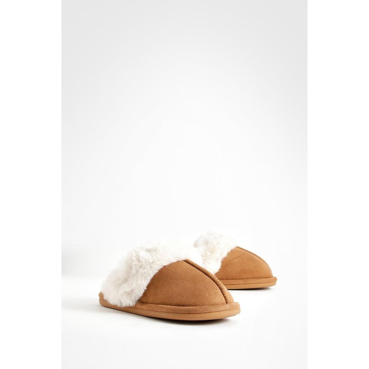 Flauschige Kunstpelz-Mules - Chestnut - 30, Chestnut