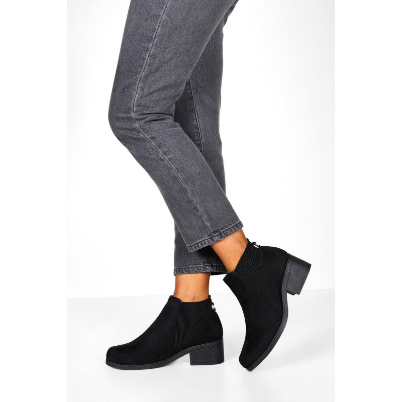 Chelsea-Stiefel Mit Tiefem Blockabsatz - Schwarz - 40, Schwarz