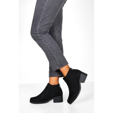 Chelsea-Stiefel Mit Tiefem Blockabsatz - Schwarz - 40, Schwarz