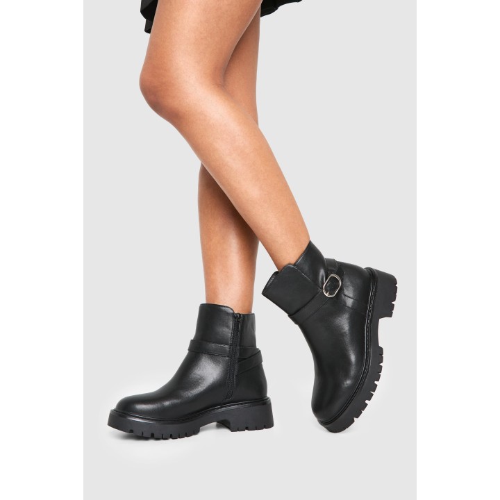 Breite Passform Chelsea-Stiefel Mit Klobiger Schnalle - Black - 38, Black