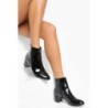 Lack-Stiefeletten Mit Tiefem Blockabsatz - Schwarz - 41, Schwarz