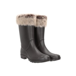 Damen Gummistiefel mit Kunstfell - Beige