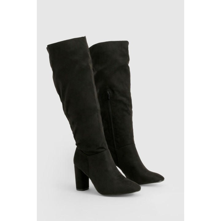 Breite Passform Overknee-Stiefel Mit Blockabsatz - Black - 38, Black