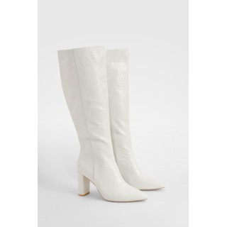 Breite Passform Spitze Overknee Stiefel Mit Absatz - Cream - 38, Cream