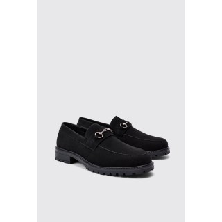 Klobige Loafer mit Metall Man-Logo - Schwarz - 43, Schwarz