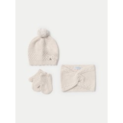 Set Mütze, Loop-Schal und Handschuhe Mayoral 10769 Beige