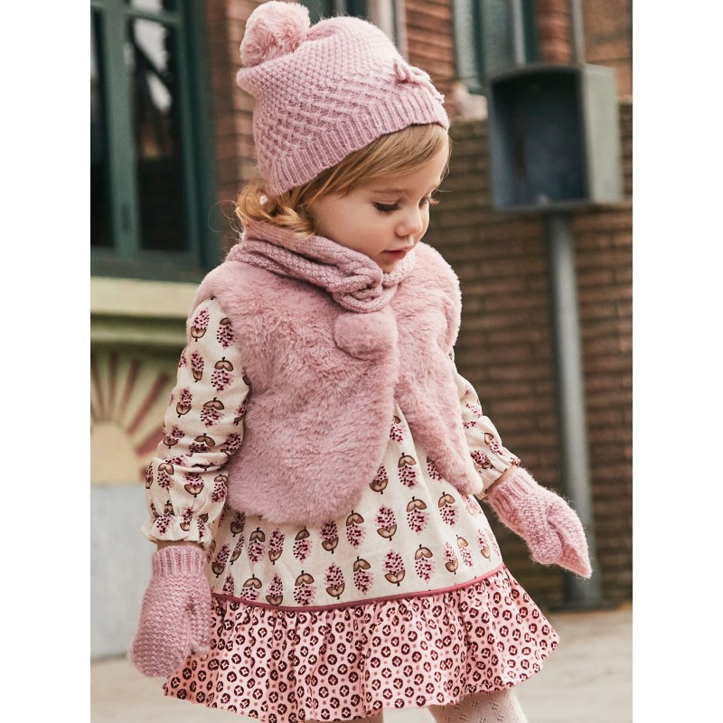 Set Mütze, Loop-Schal und Handschuhe Mayoral 10769 Rosa