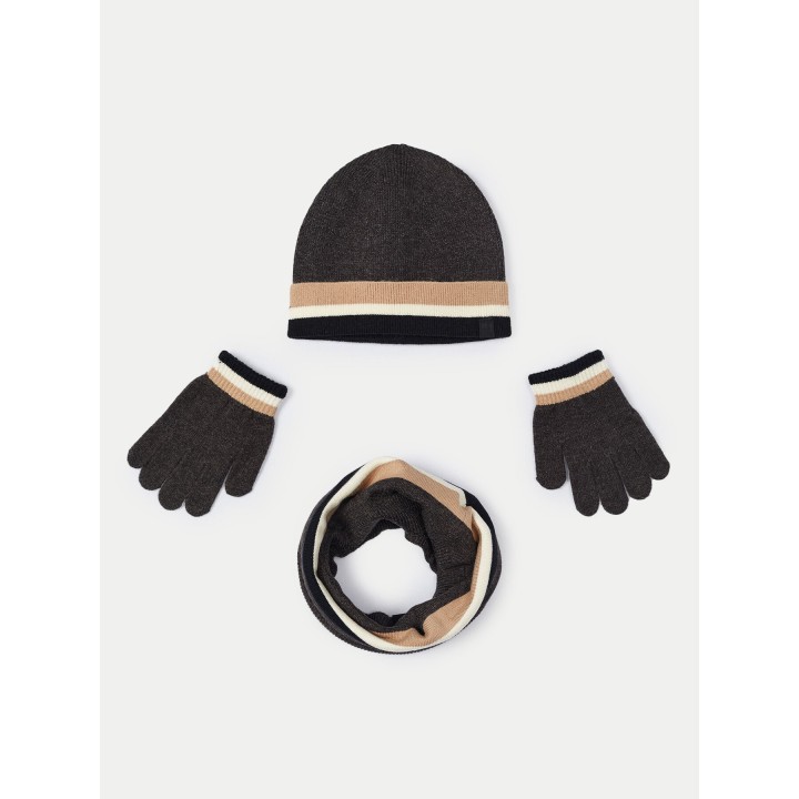 Set Mütze, Loop-Schal und Handschuhe Mayoral 10823 Grau