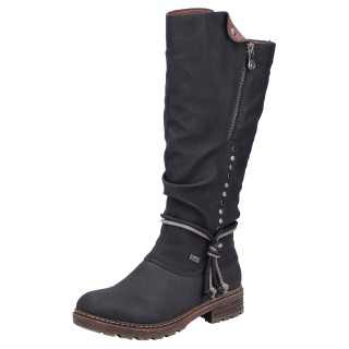 Rieker Winterstiefel, Langschaftstiefel, Blockabsatz, TEX-Membran, Nieten und Kordel