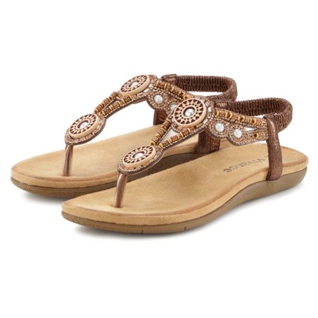 Vivance Zehentrenner, Sandale, Sommerschuh, Pantolette mit Perlen und Steinchen VEGAN