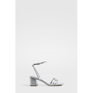 Breite Passform Eckige Riemchensandalen - Silver - 37, Silver