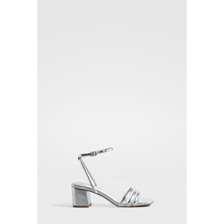 Breite Passform Eckige Riemchensandalen - Silver - 37, Silver