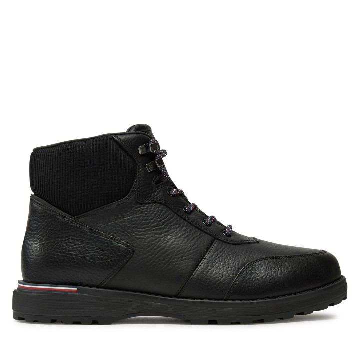 Schnürschuhe Tommy Hilfiger Corporate Warm Outdoor Lth Boot FM0FM05148 Schwarz