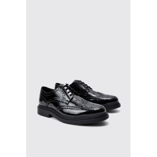 Schwarze geschnürte Lack PU-Schuhe - 42, Schwarz