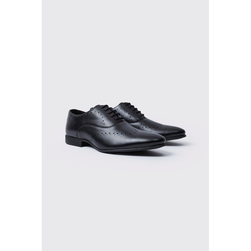 Smarte Derby Schuhe mit perforiertem Detail - Schwarz - 41, Schwarz