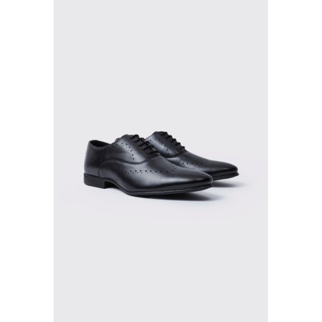 Smarte Derby Schuhe mit perforiertem Detail - Schwarz - 41, Schwarz
