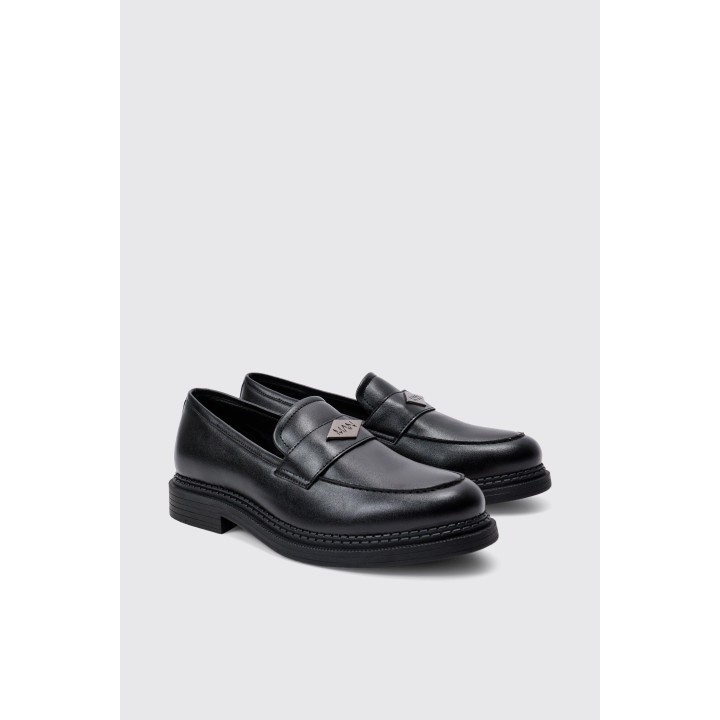 Schwarze Loafer mit Man-Logo - 43, Schwarz