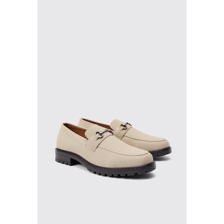 Klobige Loafer mit Metall Man-Logo - Taupe - 42, Taupe