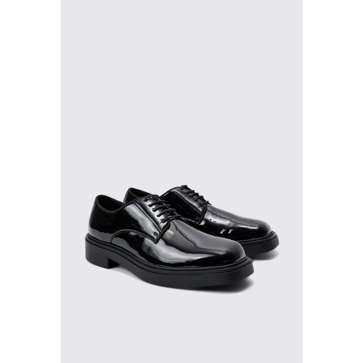 Schwarze Kunstleder-Schuhe - 42, Schwarz