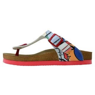 DOGO Zehentrenner "Lila Cubic Faces Damen Sandalen/ Sandaletten / Female", Vegan