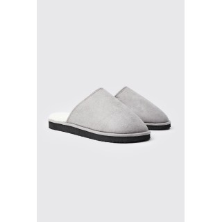 Hausschuhe mit Sherpa-Futter - Grau - S, Grau