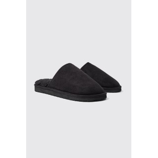 Hausschuhe mit Sherpa-Futter - Schwarz - S, Schwarz