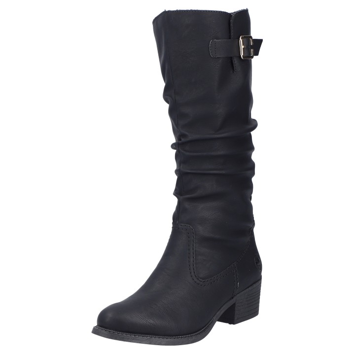 Rieker Winterstiefel, Langschaftstiefel, Blockabsatz, Innenreißverschluss, slouchy Schaft