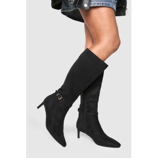 Spitze Kniehohe Stiefel Mit Schnallen-Detail - Black - 38, Black