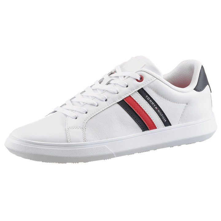 Tommy Hilfiger Sneaker "ESSENTIAL LEATHER CUPSOLE", mit typischen Streifen, Freizeitschuh, Halbschuh, Schnürschuh