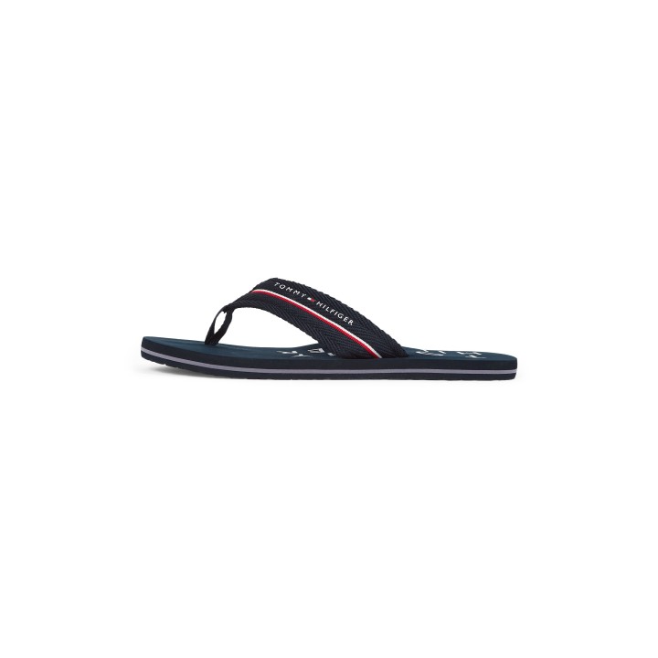Tommy Hilfiger Zehentrenner "TOMMY HILFIGER WEB BEACH SANDAL", Dianette, Sommerschuh, Badeschuh mit Logoschriftzug