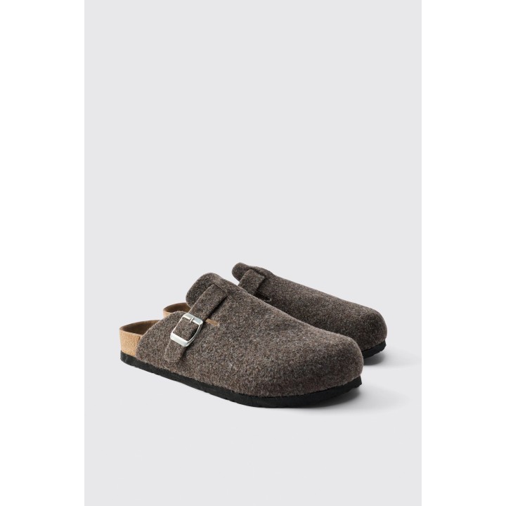 Braune Filz-Mules - 41, Braun