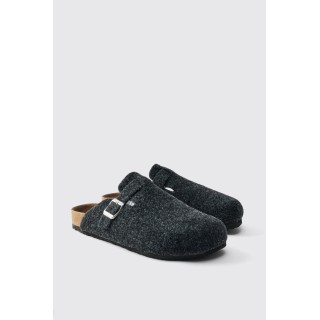 Schwarze Filz-Mules - 42, Schwarz