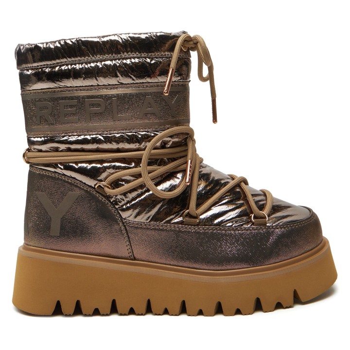 Schneeschuhe REPLAY Shiny-Effect Harper United Lace-Up GWF4R.000.C0002T Goldfarben