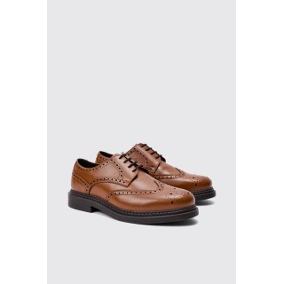 Geschnürte Lack PU Brogues - Beige - 43, Beige