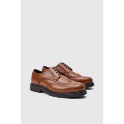 Geschnürte Lack PU Brogues - Beige - 43, Beige