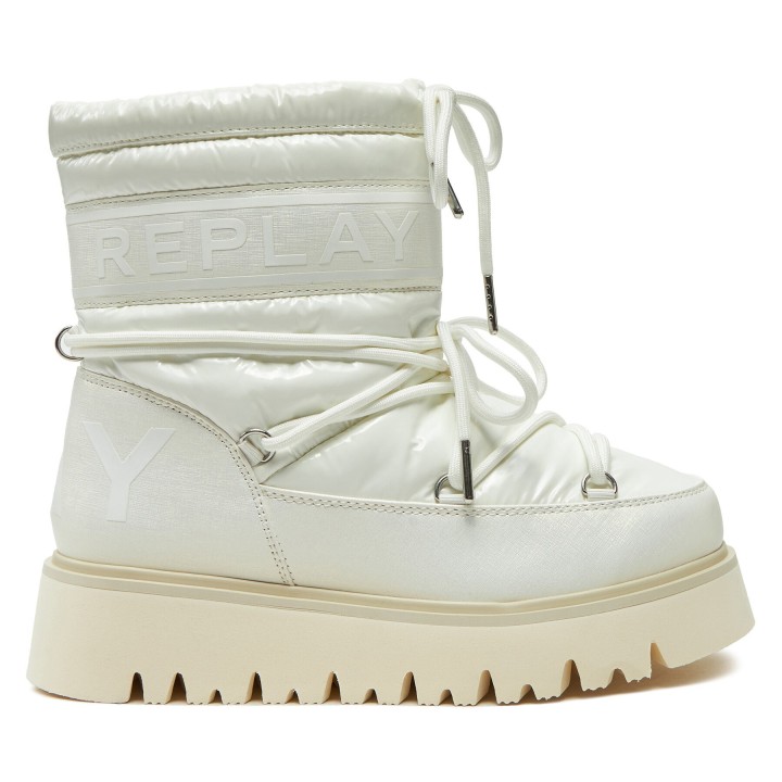 Schneeschuhe REPLAY Shiny-Effect Harper United Lace-Up GWF4R.000.C0002T Weiß
