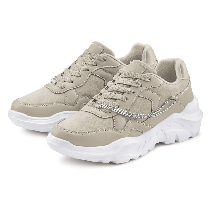 LASCANA Sneaker, mit Chunky-Sohle & Ketten, Schnürhalbschuhe, Freizeitschuhe VEGAN