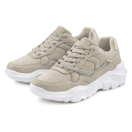 LASCANA Sneaker, mit Chunky-Sohle & Ketten, Schnürhalbschuhe, Freizeitschuhe VEGAN