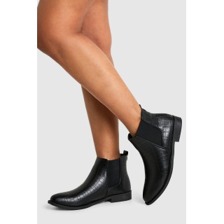 Chelsea-Stiefel Mit Kroko-Detail - Black - 39, Black