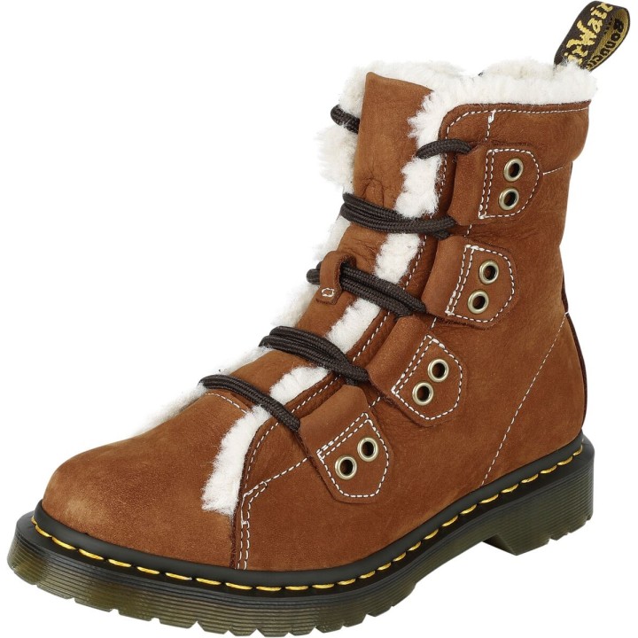 Dr. Martens Boot - 1460 LTT FL - Tan E.H Suede & Tan Buttersoft Wp & Natural Fine Borg - EU36 bis EU39 - für Damen - Größe EU