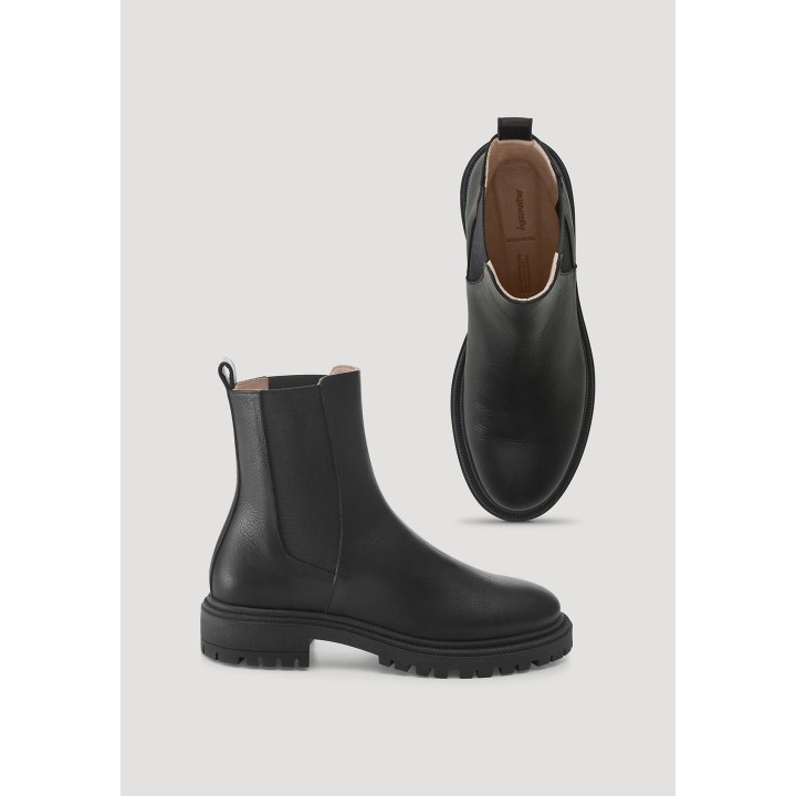 hessnatur Damen Chelsea Boots aus chromfrei gegerbtem Glatt-Leder - schwarz - Größe 36