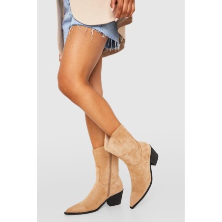 Breite Passform Western Cowboy-Stiefel - Beige - 38, Beige