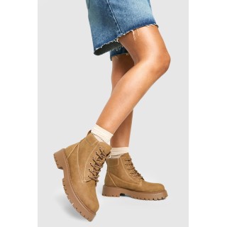 Klobige Geschnürte Stiefel - Beige - 38, Beige