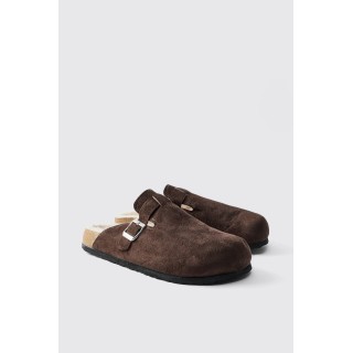 Braune Mules aus Wildlederimitat mit Sherpa-Futter - 41, Braun