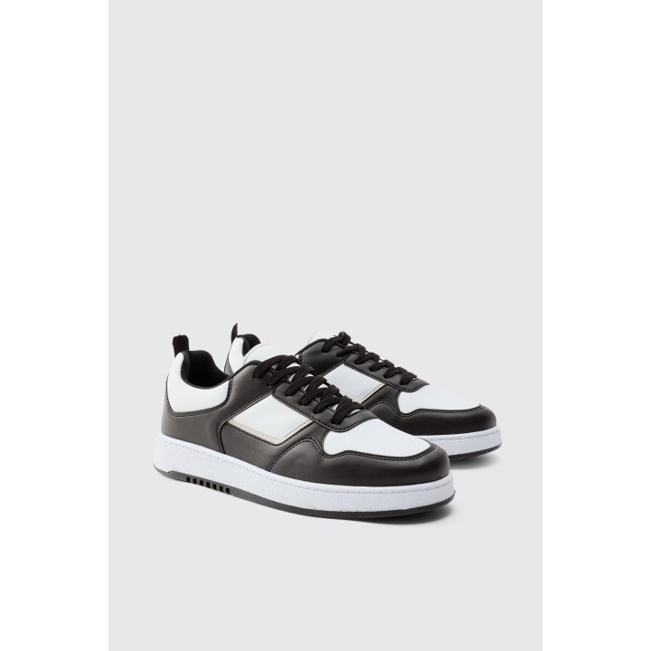 Klobige Kontrast-Sneaker in Schwarz - 41, Schwarz