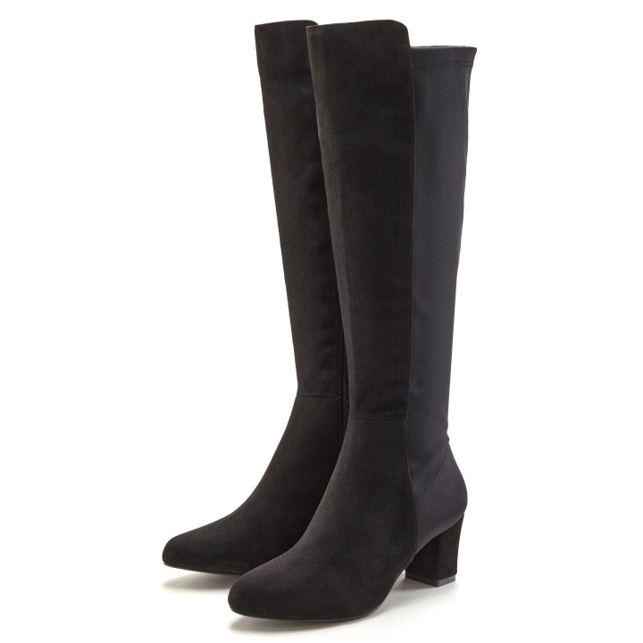 LASCANA Stiefel, mit Stretcheinsatz und Langschaft, Stiefelette, Langer Stiefel VEGAN