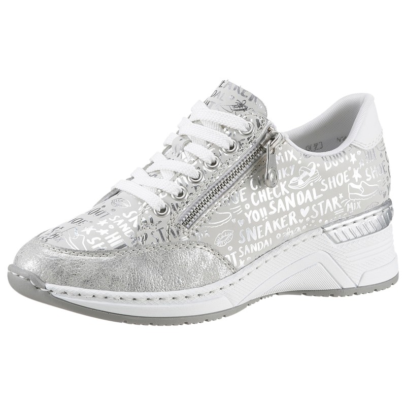Rieker Sneaker, mit Lettern bedruckt, Freizeitschuh, Halbschuh, Schnürschuh