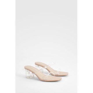 Breite Passform Transparente Mules Mit Blockabsatz - Nude - 38, Nude