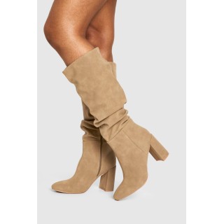 Geraffte Overknee-Stiefel Mit Blockabsatz - Camel - 38, Camel