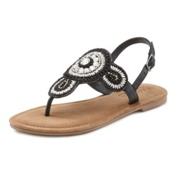 LASCANA Zehentrenner, Sandale, Pantolette in Glitzer-Optik und softer Lederinnensohle